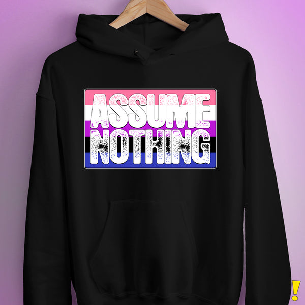 Assume Nothing Genderfluid Pride Flag Hoodie - Black